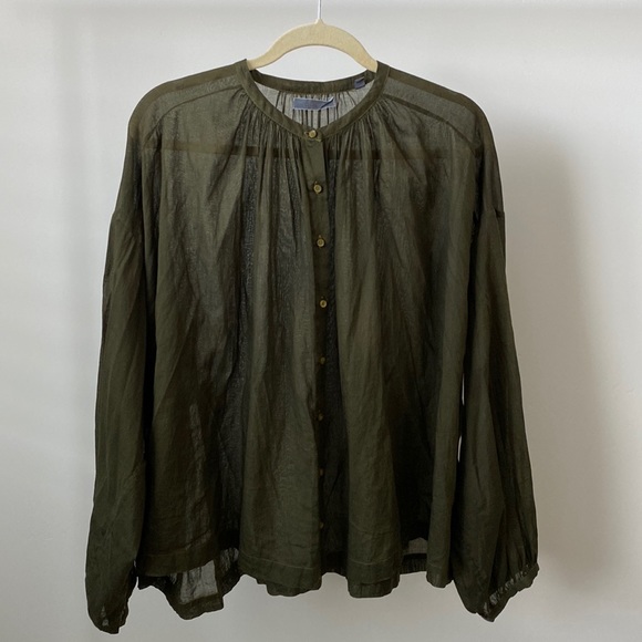 Doen Tops - Doen Olive Green Longsleeve Jane Blouse Top Size: L